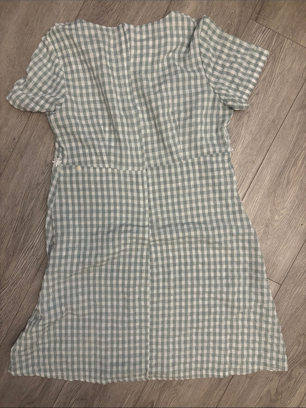 Vintage Green and White Gingham Mini Dress - Picture 9 of 10